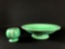 Fiesta Ware Green Cup & Unmarked Pedestaled Platter
