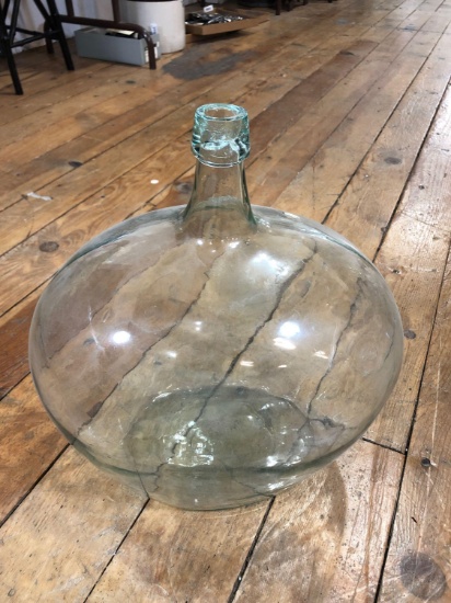 Clear Glass Demijohn 18" T, 15" W, 10" D