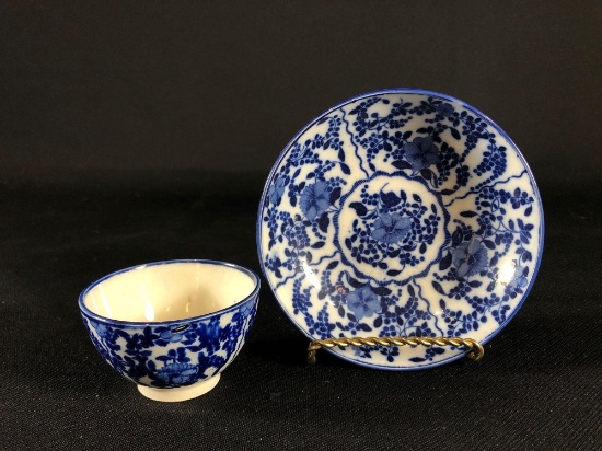 English 1830's Pearl Ware Tea Cup and Saucer