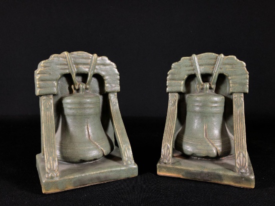 Set of Fulper Liberty Bell Bookends