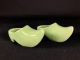 (2) Niloak Green Dutch Shoe Planters 5