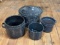(4) Granite Enamelware Pots (1) Steamer Basket