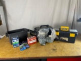 Assortment Of Hardware In Ammo Cases & Plastic Toolbox