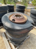 Steel Rims with used old tires, Size 24.5