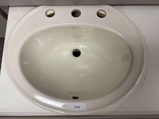 Kohler Pennington 8" Centers 3-Hole Porcelain Drop In Sink