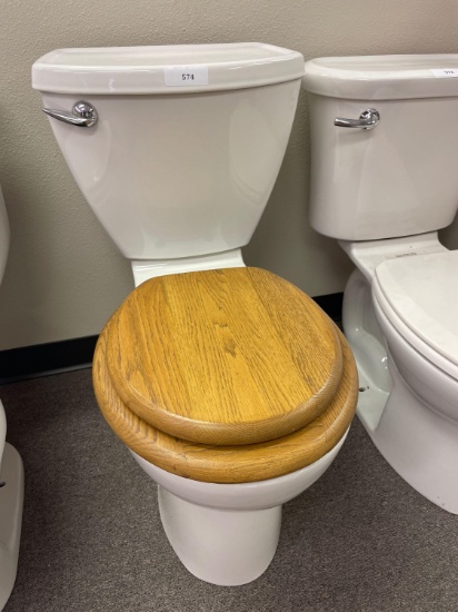 American Standard Cadet 3 w/ Flow Wise Tank Oak Seat & Lid Round Bowl