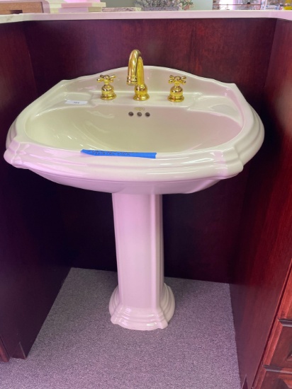 Kohler Pedestal Sink w/ Brass Fixtures