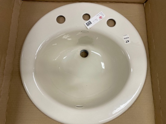 Kohler Radiant Series Enameled Cast Iron Self Rimmed Drop In Lavatory Sink Almond Color 8"CC