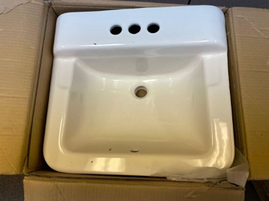 Glacier Bay Wall Mounted White 19-1/2" x 17-1/2" x 8.7" Porcelain Sink, 4"c