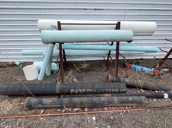 Metal Stock/Pipe Rack w/ Misc. PVC & Metal Piping