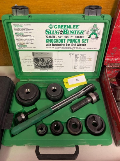 Greenlee Slugobuster Knockout Punch Set w/ Ratcheting Box End Wrench 1/2"-2" Conduit