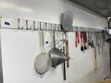 Wall Mounted Aluminum Utensil Rack w/ 30-Hooks & One Bar 14'l