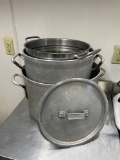 (3) Large Stock Pots & Lid