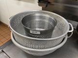 (2) Large Aluminum Colanders, (1) Stainless