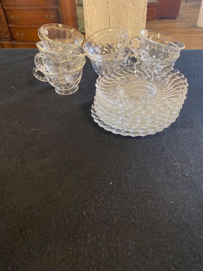 (8) American Fostoria Cups and Saucers