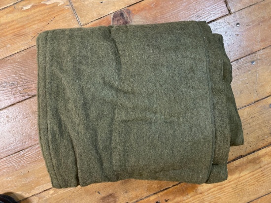 Military Issue Wool Frieze Blanket (66" x 34") Olive Drab Green