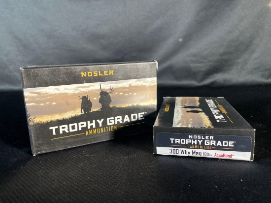 (2) Nosler Trophy Grade Ammunition .300 WBY Mag 180 Gr. Cartridges