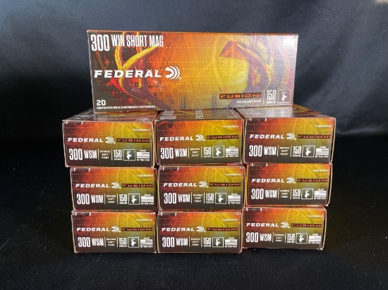 (10) Federal Fusion .300 Win. Short Mag 150 Gr. Soft Point Cartridges