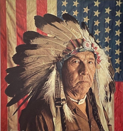 Bama, James, "Chester Medicine Crow w/His Father's Flag" LEP, AP 91/