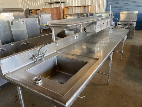 Stainless Steel Prep Table w/ Sink & Upper Shelf