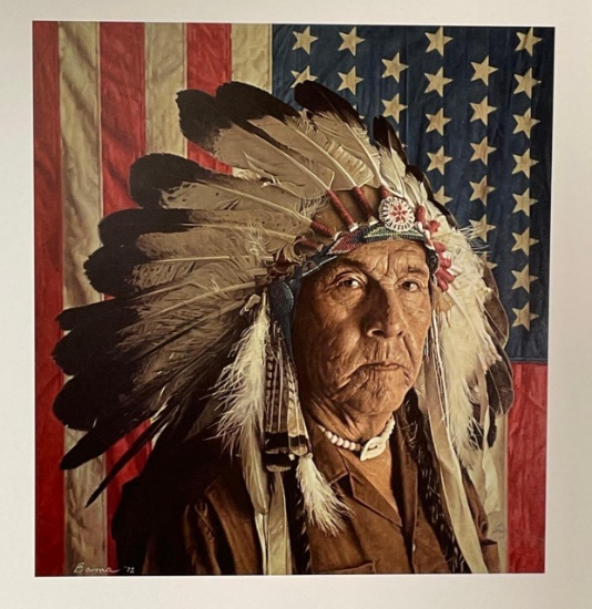 Bama, James, "Chester Medicine Crow with His Father's Flag" LEP, AP 91