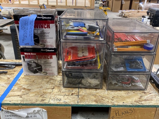 Hand Winches, Construction Pencil, Shelf Hooks & More