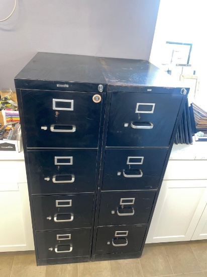 (2) 4 Drawer Metal Filing Cabinets