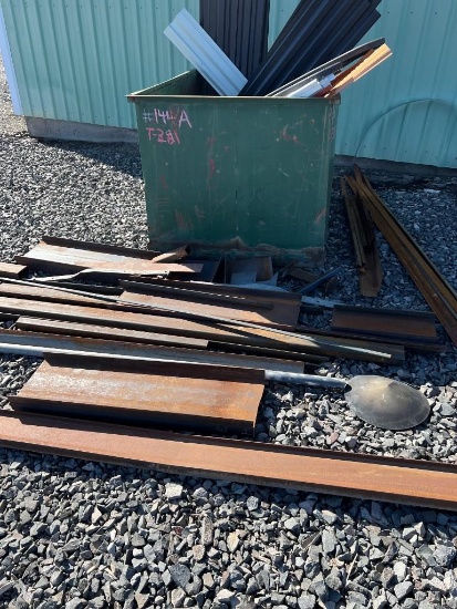 Assorted Pieces Of Metal Materials & Metal Bin