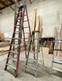(2) Werner Folding Fiberglass Stepladders & Aluminum Extension Ladder