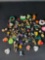 Lidded Clear Goose Jar w/ Assortment of Costume Jewelry