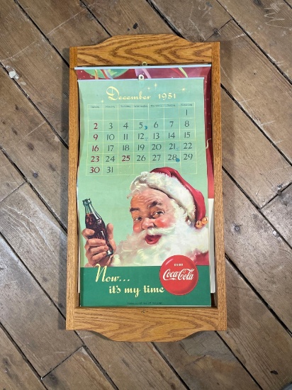 1950-1951 Coca-Cola Christmas Edition Calendar, Complete w/ Frame