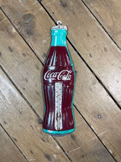 Robertson Made In The USA Coca-Cola Tin Advertising Sign w/ Thermometer