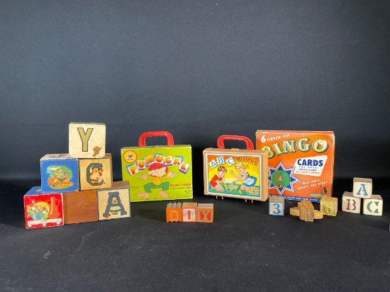 6 Finger Tip Bingo , ABC Blocks, & Pumuckl Picture Puzzle