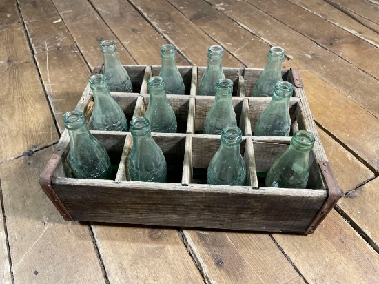 (12) Antique Coca-Cola Bottles w/ Wooden Carrier