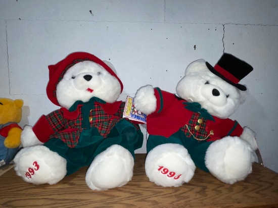 Pair of 1993 150th Anniversary Charles Dickens" A Christmas Carrol His & Hers Teddy Bears