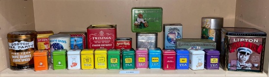 Lot of Assorted Vintage Tea Tins