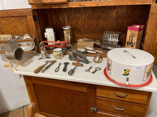 Shelf Of Vintage Kitchen Collectibles