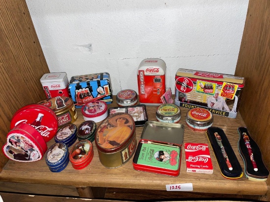 Lot of Vintage Coca-Cola Tins w/ Pens in Cases