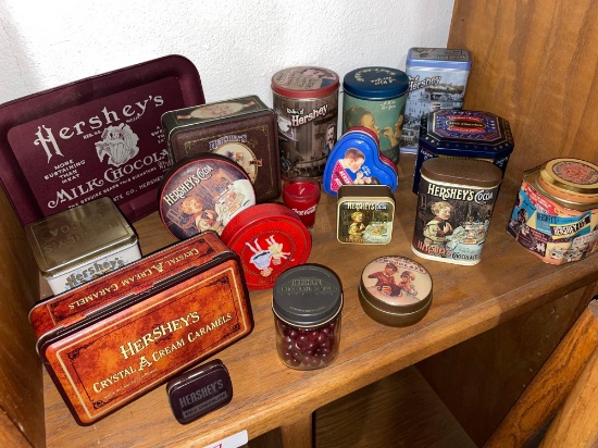 Lot of Vintage Hershey's Chocolate Tins w/ Miniature Serving Tray