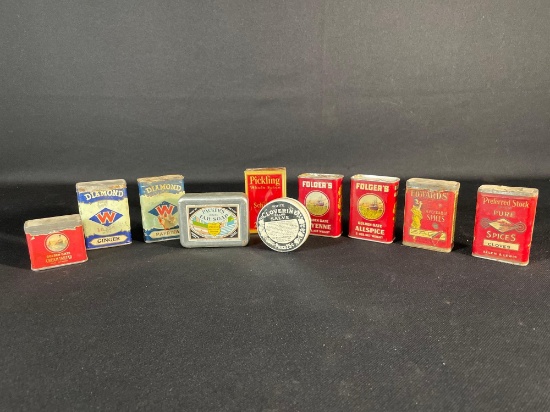 Lot of Vintage Various Spice Tins