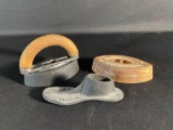 Cast Iron Cobbler's Shoe Form & (2) Mrs. Potts Sad Irons