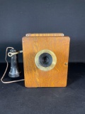 Audiophonic Electric Co. Oak Case Wall Mounted Telephone