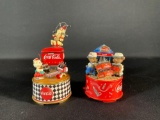 (2) Enesco Coca-Cola Wind Up Music Carousels