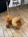 2 Decorative Butter Churns & Basket