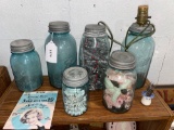 Ball Blue Glass Canning Perfect Mason Jar's w/ Bobby Pins