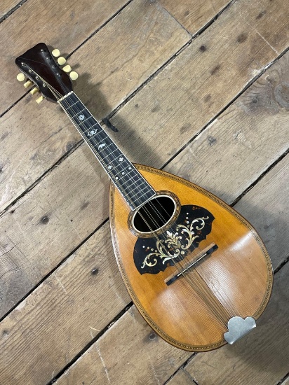 Vintage Bowl Backed Mandolin w/ Abalone Inlaid Strum Guard & Frets