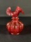 Fenton Cranberry Beaded Glass Vase w/ Ruffled Lip