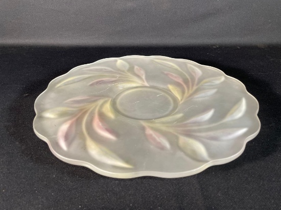 16-1/2" Chameler Satin Glass Platter w/ Ground Base