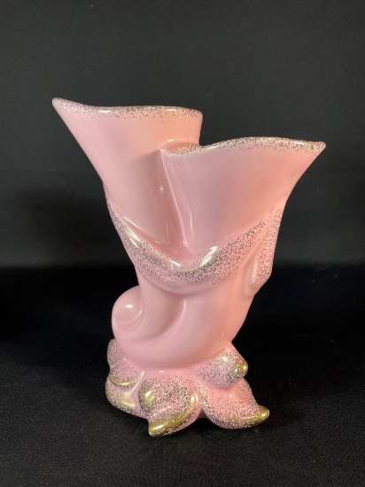 Haeger Pink Double Cornucopia Flower Vase