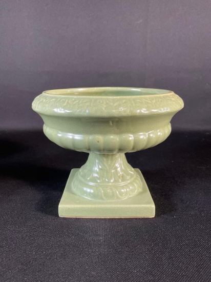 Red Wing Green Pedestal Bowl F29